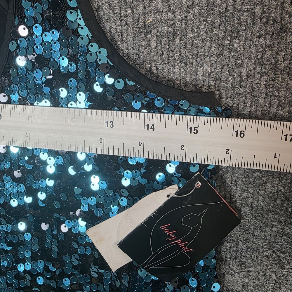 NEW Vintage Baby Phat Sequin Tank Top Deadstock M Blue Y2K‎ 90s Rave Festival - Picture 10 of 11